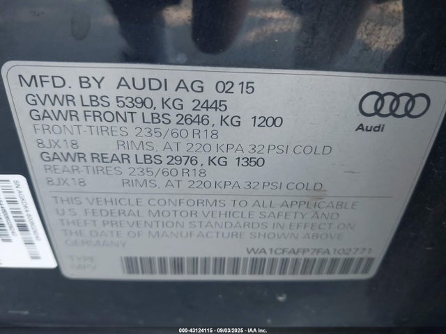 2015 AUDI Q5 WA1CFAFP7FA102771 Photo 8