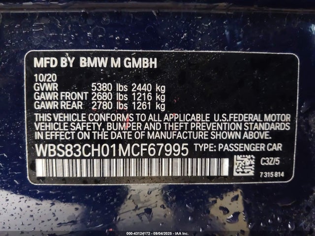 BMW M5 2021 WBS83CH01MCF67995 Image 9
