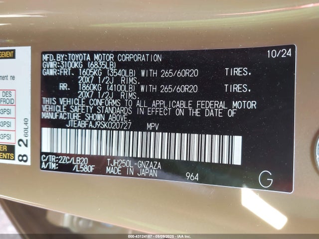 JTEABFAJ9SK020727 Toyota t24a-fts