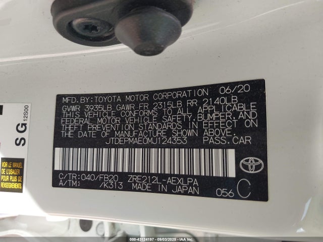 2021 TOYOTA COROLLA JTDEPMAE0MJ124353 Photo 8