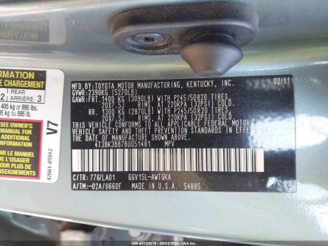 2011 TOYOTA VENZA 4T3BK3BB7BU051481 Photo 8