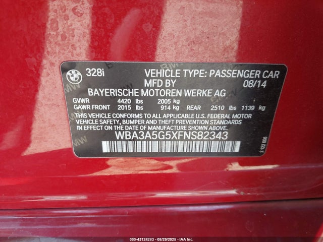 WBA3A5G5XFNS82343 BMW 328I