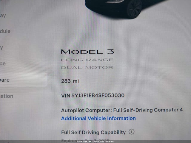 2025 TESLA MODEL 3 5YJ3E1EB4SF053030 Photo 6