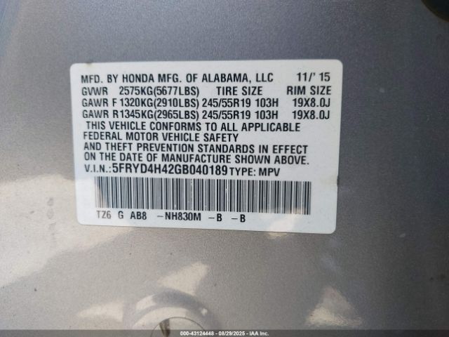 2016 ACURA MDX 5FRYD4H42GB040189 Photo 8