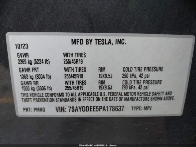 2023 TESLA MODEL Y 7SAYGDEE5PA178637 Photo 8