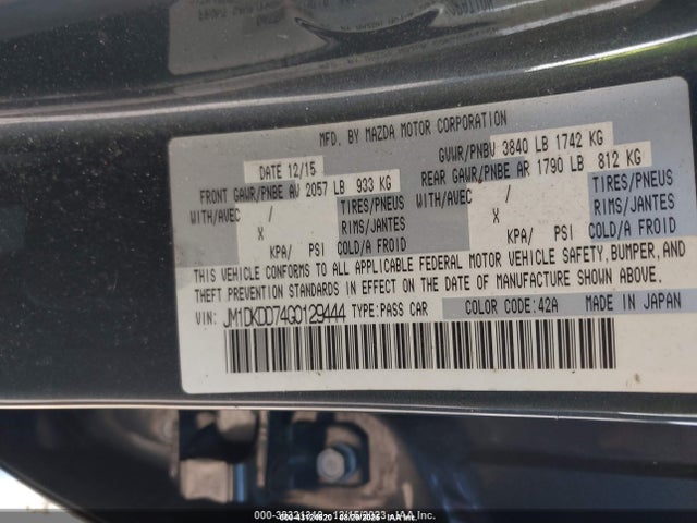 2016 Mazda Cx-3 Grand Touring მანქანა იყიდება აუქციონზე, vin: JM1DKDD74G0129444, აუქციონის ნომერი: 43124520