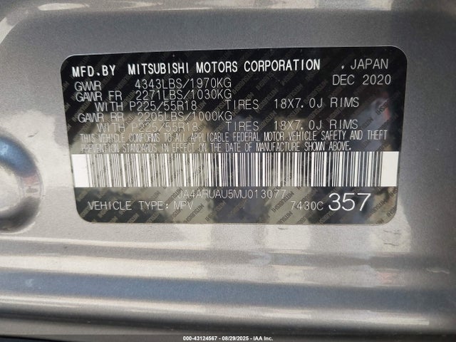 2021 MITSUBISHI OUTLANDER SPORT JA4ARUAU5MU013077 Photo 8