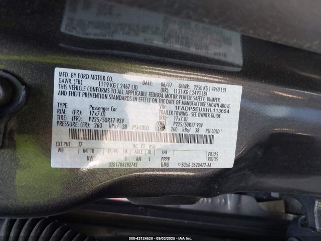 1FADP5EUXHL113654 Ford 2.0l atk ivct hev