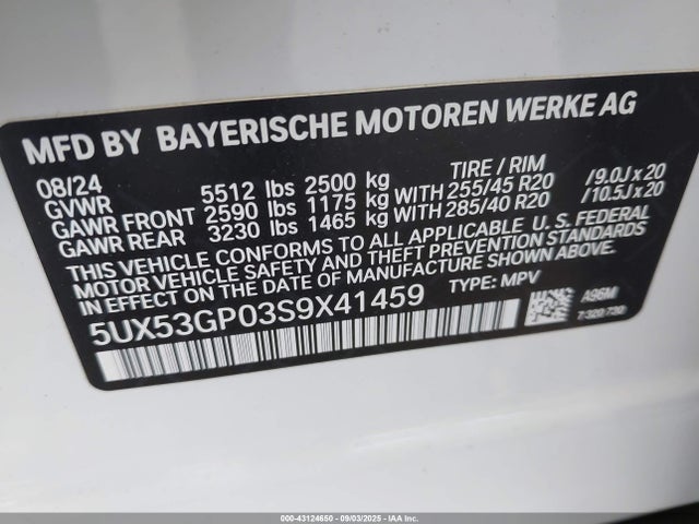 5UX53GP03S9X41459 BMW X3