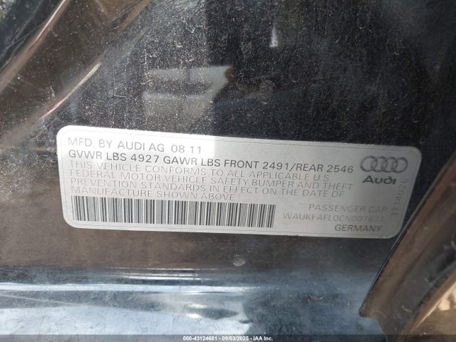 2012 AUDI A4 WAUKFAFL0CN007677 Photo 8