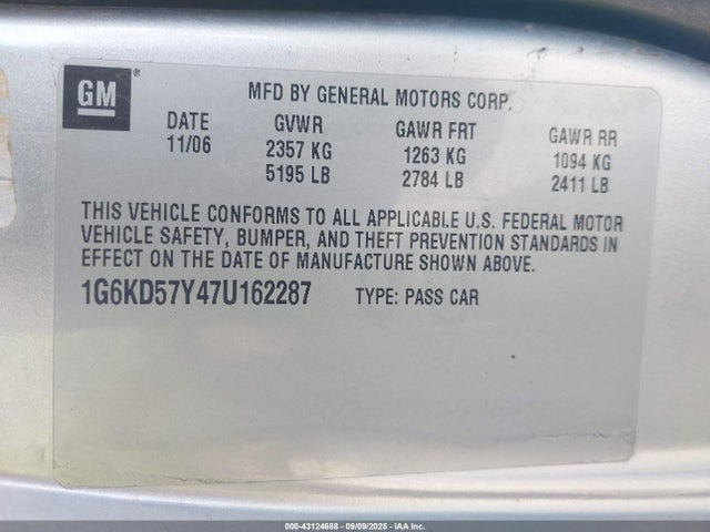 2007 CADILLAC DTS 1G6KD57Y47U162287 Photo 8