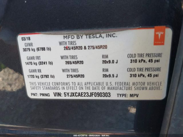 2018 TESLA MODEL X 5YJXCAE23JF090303 Photo 8