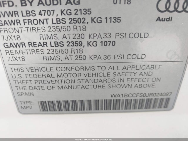 2018 AUDI Q3 WA1BCCFS0JR024087 Photo 8