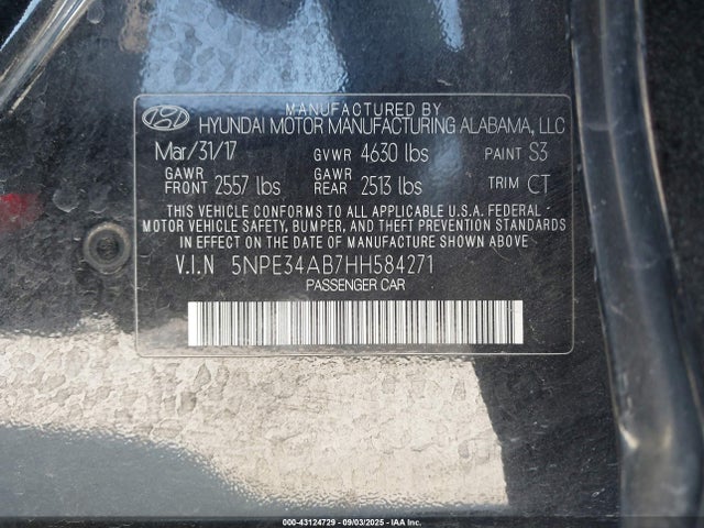5NPE34AB7HH584271 Hyundai 2017