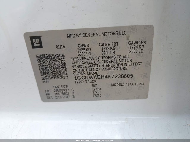 1GCRWAEH4KZ238605 Chevrolet lv3 - gen 5, sidi, vvt, e85 max, alum