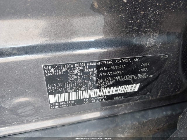 4T3RWRFV0SU175957 Toyota a25a-fxs
