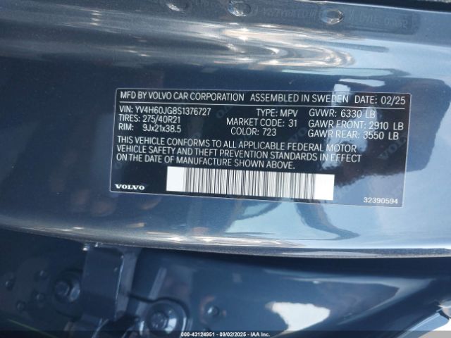 2025 VOLVO XC90 PLUG-IN HYBRID YV4H60JG8S1376727 Photo 8