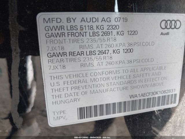 2019 AUDI Q3 WA1AECF30K1082831 Photo 8
