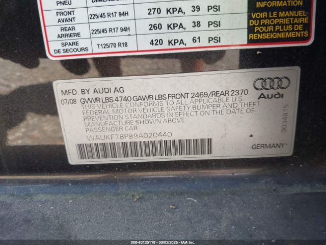 2009 AUDI A3 WAUKF78P89A020440 Photo 8