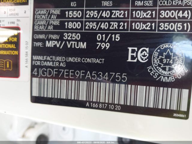 2015 MERCEDES-BENZ GL 63 AMG 4JGDF7EE9FA534755 Photo 8