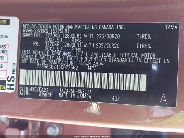 Lexus t24a-fts 2025 2T2GGCEZ1SC077662 Image 9