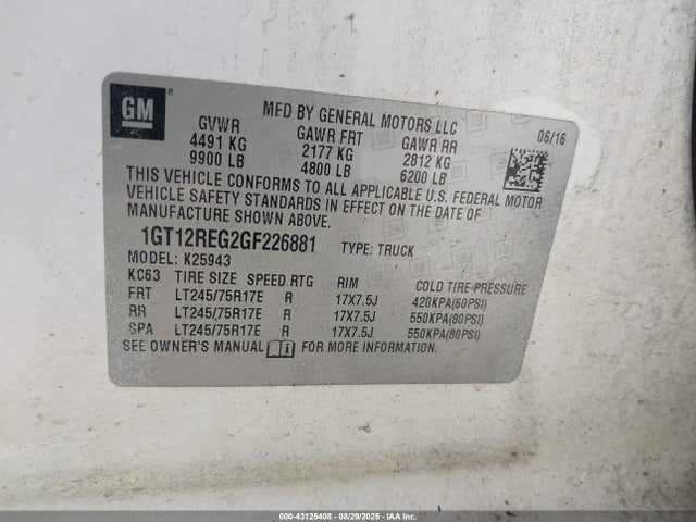 1GT12REG2GF226881 GMC l96 - flexible fuel (gas/ethanol), sfi iron