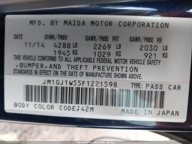 2015 MAZDA MAZDA6 JM1GJ1W55F1221598 Photo 8
