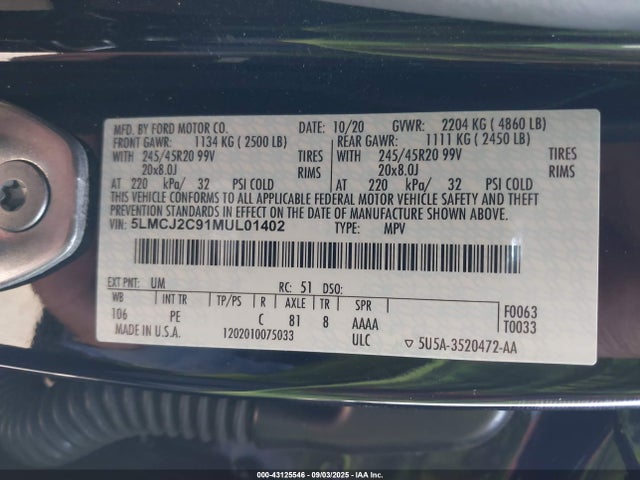Lincoln gtdi 2021 5LMCJ2C91MUL01402 Image 9