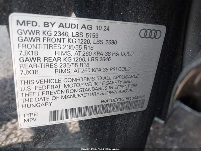 2025 AUDI Q3 WA1DECF30S1008645 Photo 8