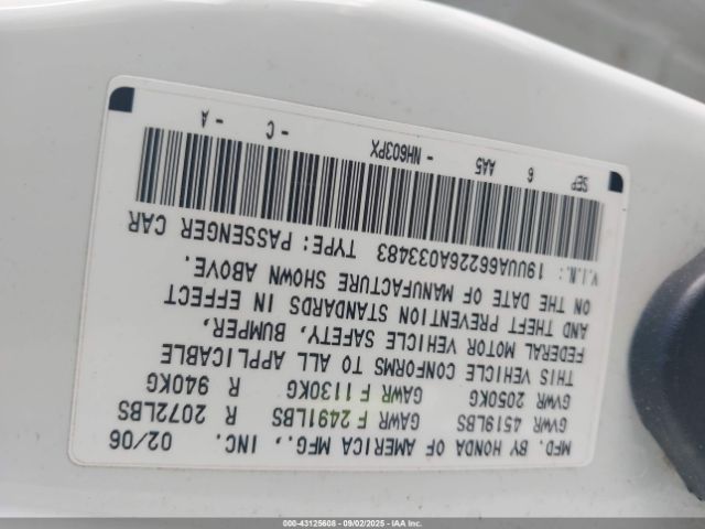 2006 ACURA TL 19UUA66226A033483 Photo 8