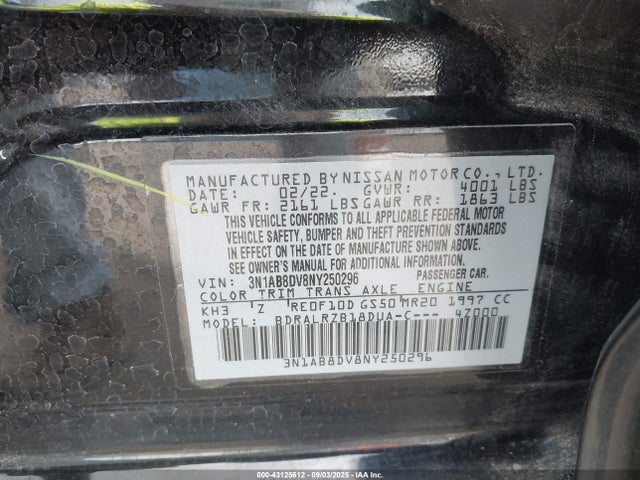 Nissan 2022 2022 3N1AB8DV8NY250296 Image 9