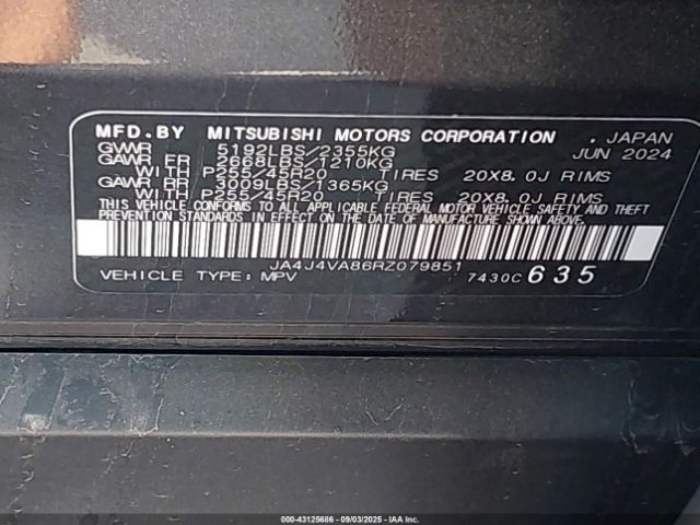 2024 MITSUBISHI OUTLANDER JA4J4VA86RZ079851 Photo 8