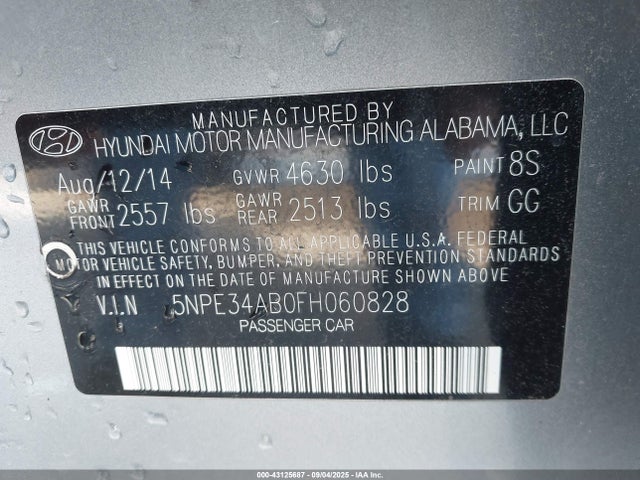 5NPE34AB0FH060828 Hyundai dohc t-gdi theta-ii