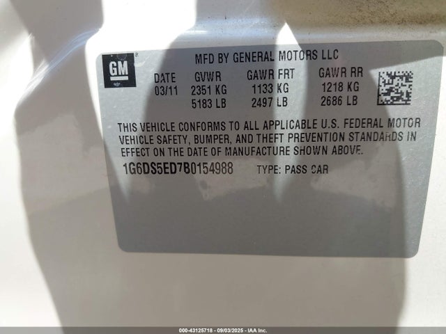 2011 CADILLAC CTS 1G6DS5ED7B0154988 Photo 8