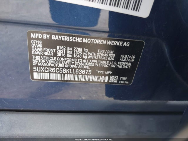 5UXCR6C58KLL63675 BMW X5