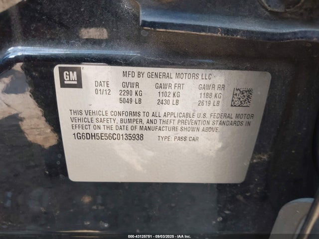 2012 CADILLAC CTS 1G6DH5E56C0135938 Photo 8