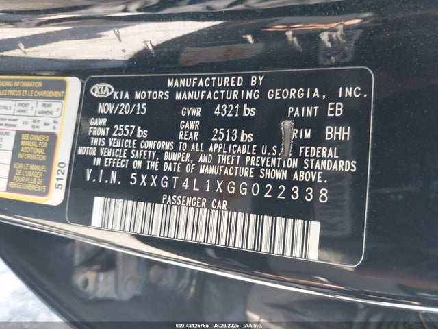 5XXGT4L1XGG022338 KIA t-gdi gamma