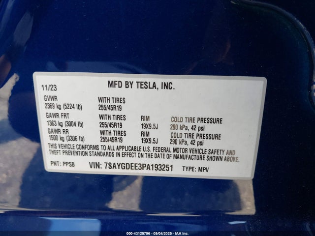 2023 TESLA MODEL Y 7SAYGDEE3PA193251 Photo 8