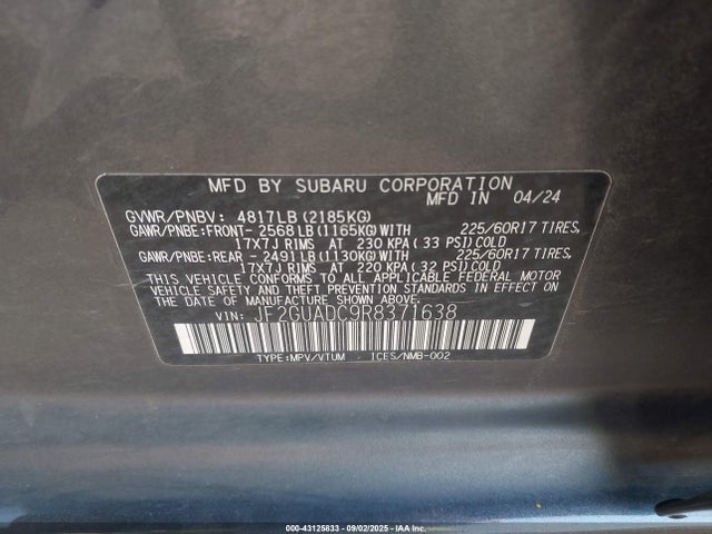 Subaru na 2024 JF2GUADC9R8371638 Image 9