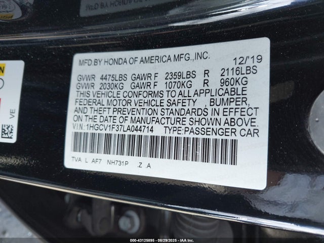 1HGCV1F37LA044714 Honda l15be