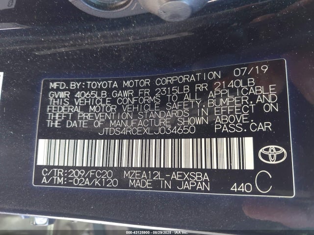 JTDS4RCEXLJ034650 Toyota m20-fks