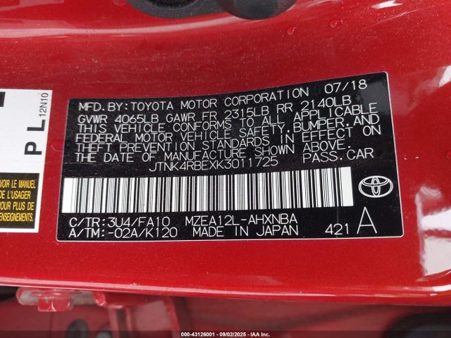 JTNK4RBEXK3011725 Toyota m20a-fks