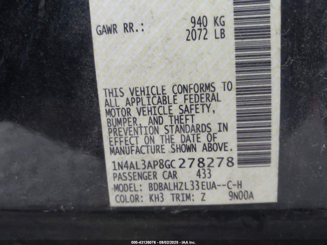 1N4AL3AP8GC278278 Nissan 2016