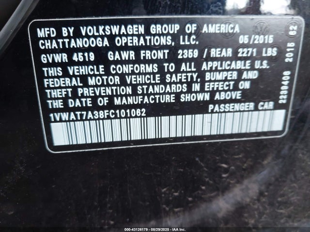 1VWAT7A38FC101062 Volkswagen Passat