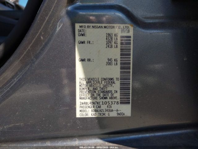 2019 NISSAN ALTIMA 1N4BL4DV7KC105378 Photo 8