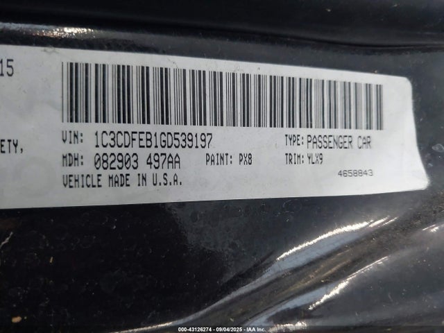 Dodge Dart 2016 1C3CDFEB1GD539197 Image 9