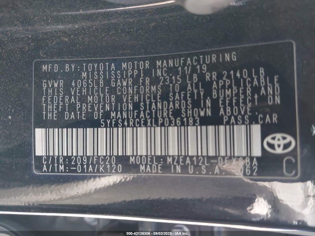 5YFS4RCEXLP036183 Toyota m20-fks