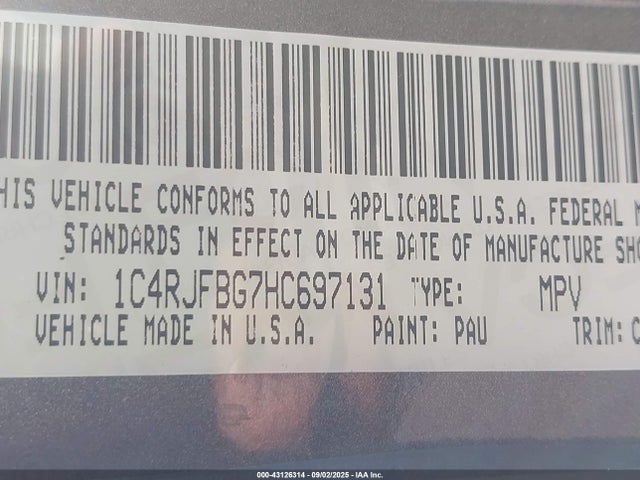 1C4RJFBG7HC697131 Jeep Grand Cherokee