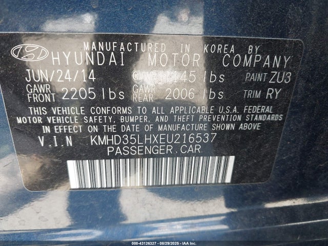 KMHD35LHXEU216537 Hyundai ELANTRA GT