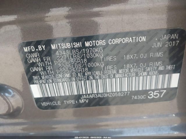 2017 MITSUBISHI OUTLANDER SPORT JA4AR3AU3HZ058277 Photo 8